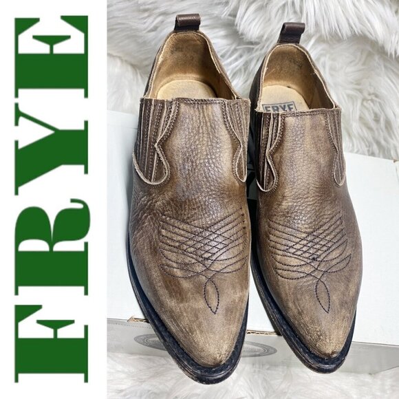 FRYE Billy Urban Cowboy Shootie Leather Slip On Charcoal Brown Gray, Size 6.5 - Picture 15 of 15